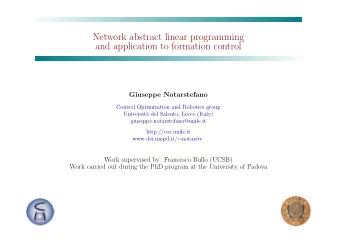 Network abstract linear programming  and application to formation control  Giuseppe Notarstefano