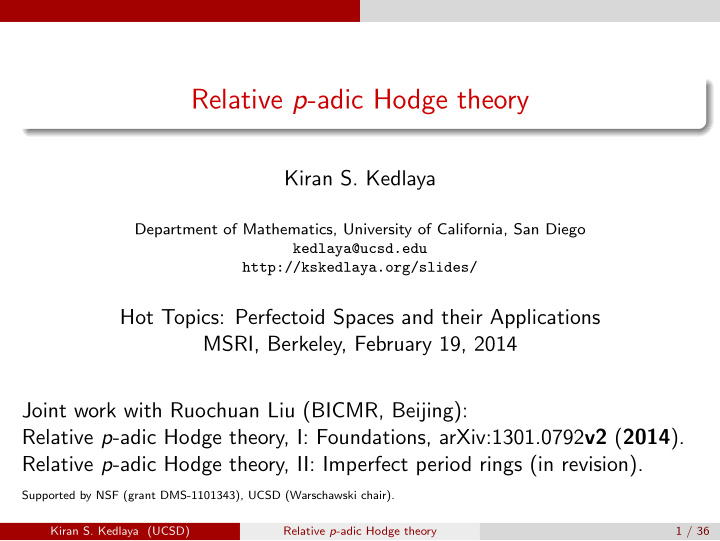 relative p adic hodge theory