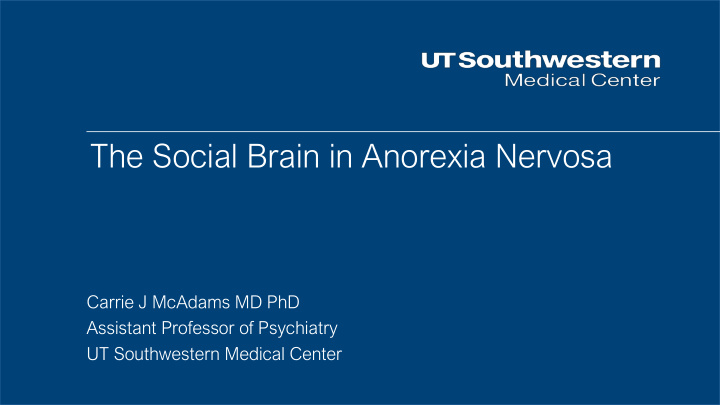 the social brain in anorexia nervosa