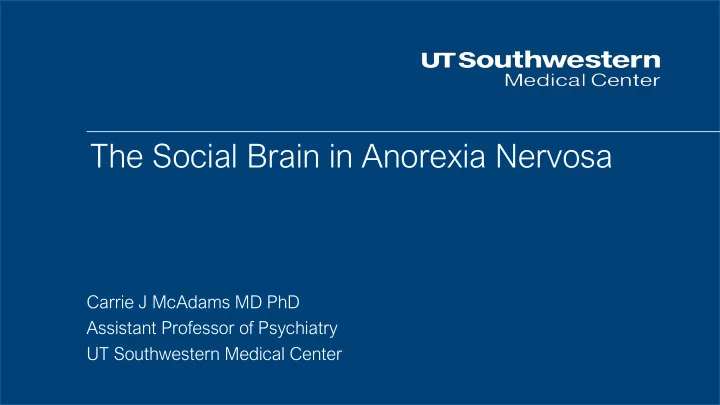the social brain in anorexia nervosa