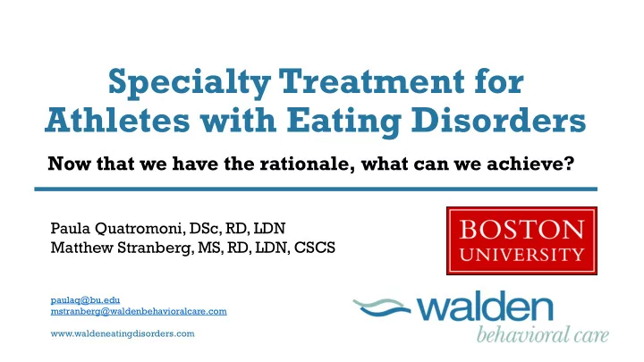 specialty treatment for athletes with eating disorders