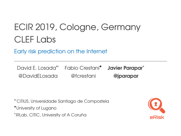 ecir 2019 cologne germany clef labs