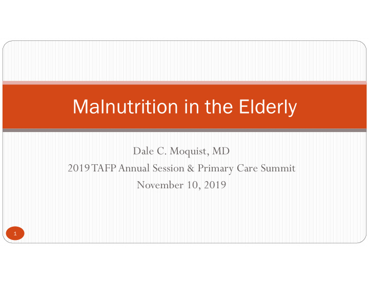 malnutrition in the elderly