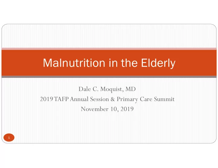 malnutrition in the elderly
