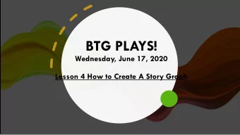 BTG PLAYS!  Wednesday, June 17, 2020  Lesson 4 How to Create A Story Graph Scene: A section of a