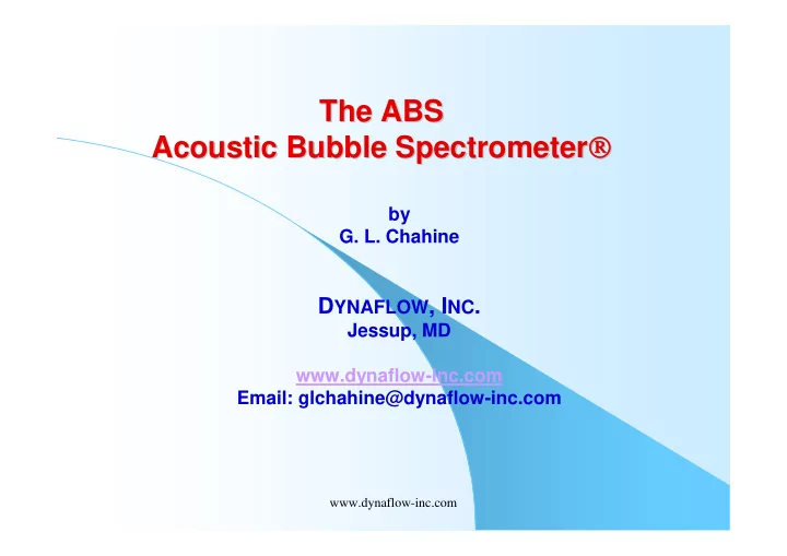 the abs the abs acoustic bubble spectrometer acoustic