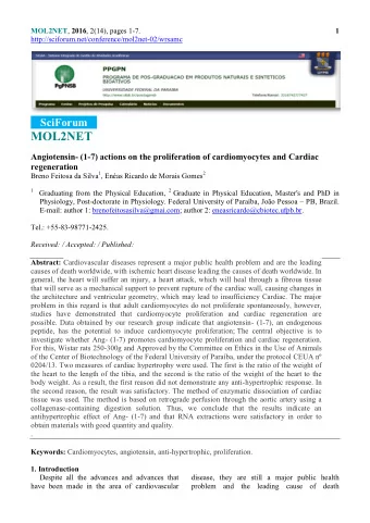 MOL2NET  Angiotensin- (1-7) actions on the proliferation of cardiomyocytes and Cardiac