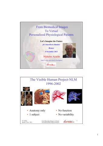 From Biomedical Images  To Virtual  Personalized Physiological Patients  Lets Imagine the Future