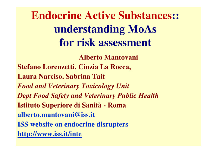 endocrine active substances understanding moas for risk