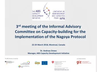 3 rd meeting of the Informal Advisory  Committee on Capacity-building for the  Implementation of