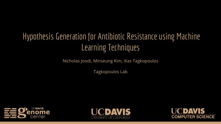 hypothesis generation for antibiotic resistance using
