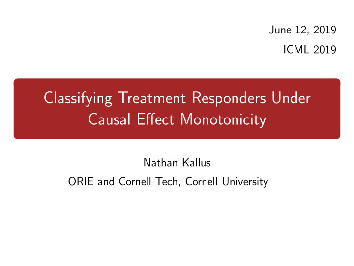classifying treatment responders under causal effect