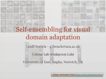 Self-ensembling for visual  domain adaptation  Geoff French  g.french@uea.ac.uk  Colour Lab
