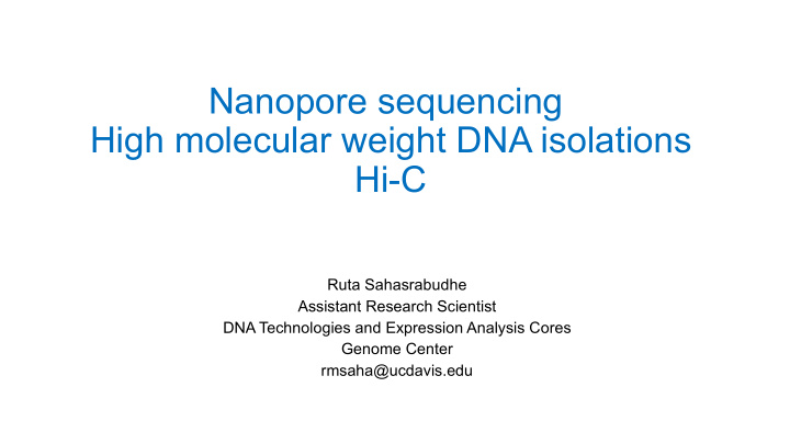 nanopore sequencing high molecular weight dna isolations
