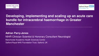 Developing, implementing and scaling up an acute care  bundle for intracerebral haemorrhage in
