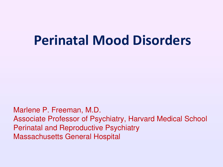 perinatal mood disorders