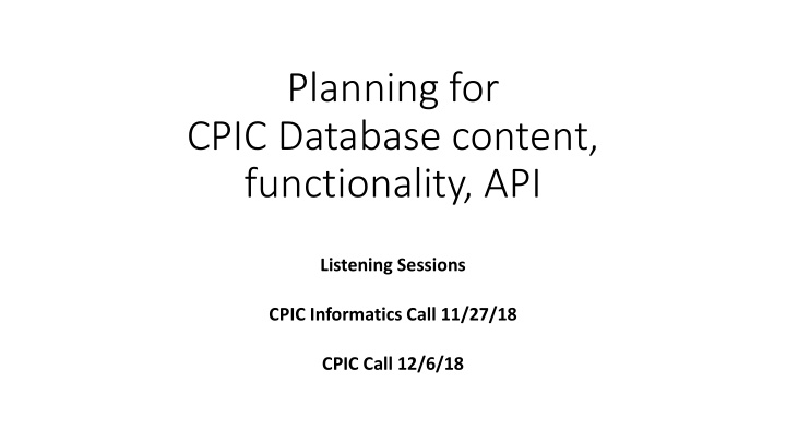 cpic database content