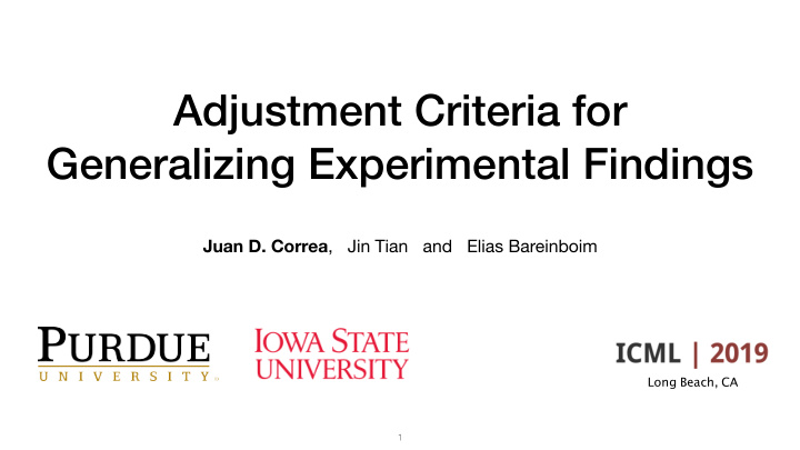 adjustment criteria for generalizing experimental findings