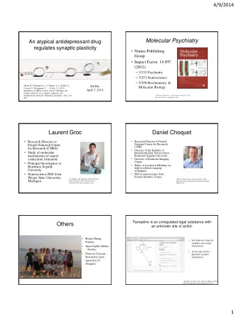 Molecular Psychiatry  An atypical antidepressant drug  regulates synaptic plasticity  Nature
