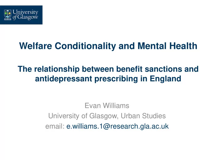 the relationship between benefit sanctions and
