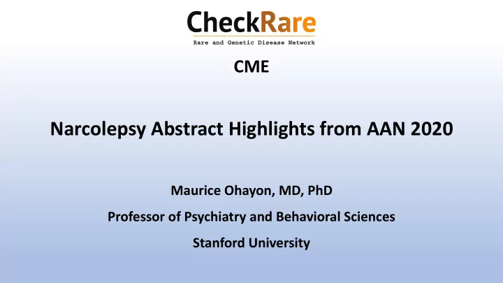 narcolepsy abstract highlights from aan 2020