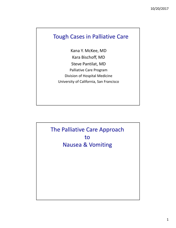 tough cases in palliative care
