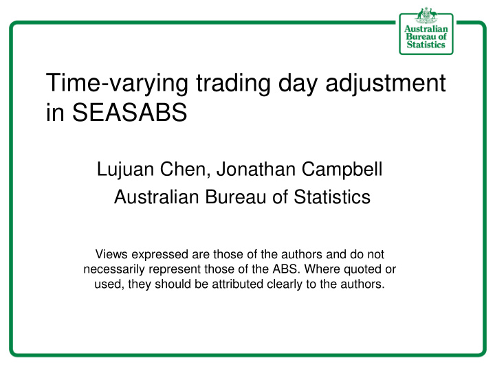 time varying trading day adjustment in seasabs