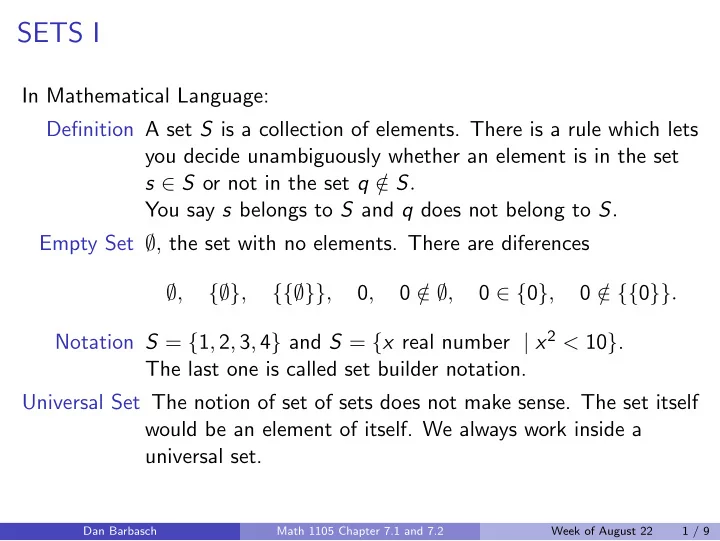 sets i