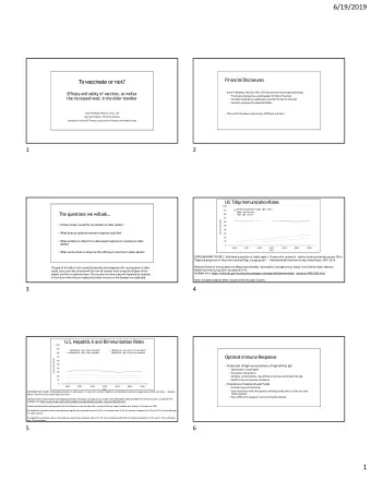 6/19/2019  Financial Disclosures  To vaccinate or not?  Efficacy and safety of vaccines, as wellas