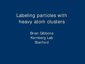Labeling particles with  heavy atom clusters  Brian Gibbons  Kornberg Lab  Stanford