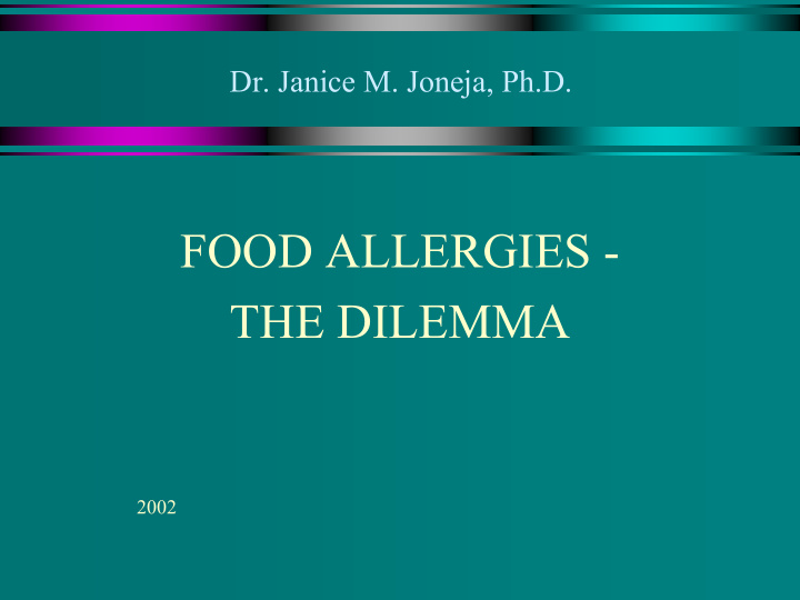 food allergies the dilemma
