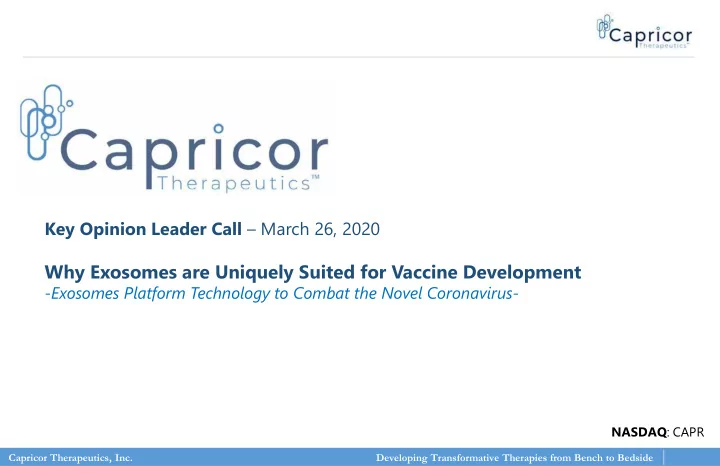 why exosomes are uniquely suited for vaccine development