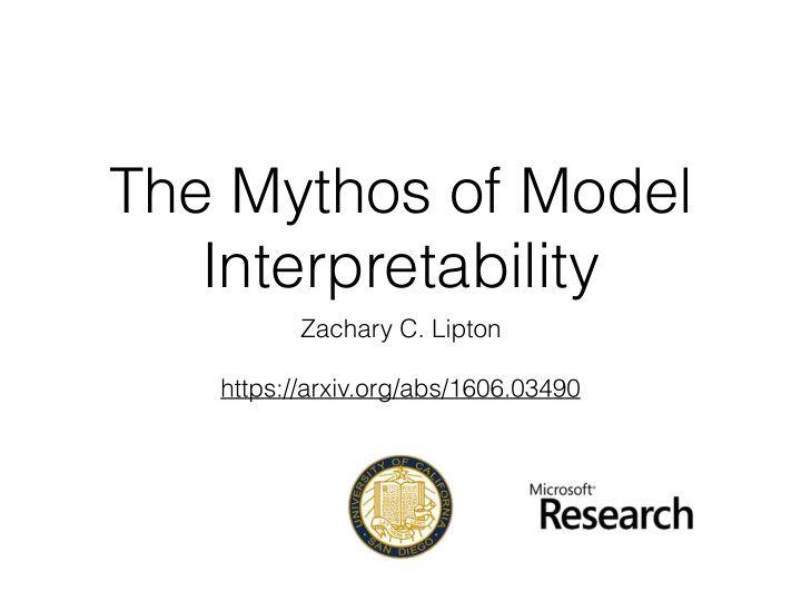the mythos of model interpretability