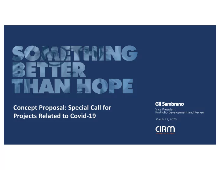 concept proposal special call for