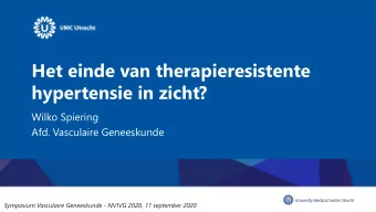 Het einde van therapieresistente  hypertensie in zicht?  Wilko Spiering  Afd. Vasculaire