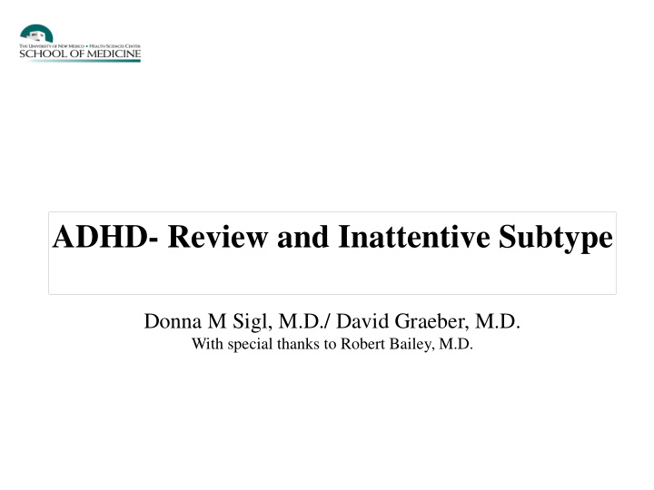 adhd review and inattentive subtype