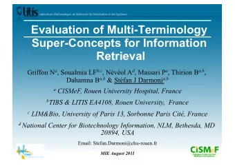 Evaluation of Multi-Terminology  Super-Concepts for Information  Retrieval Griffon N a , Soualmia