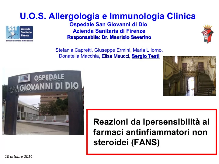u o s allergologia e immunologia clinica