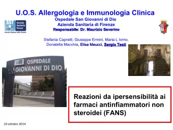 U.O.S. Allergologia e Immunologia Clinica  Ospedale San Giovanni di Dio  Azienda Sanitaria di