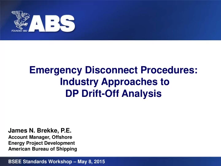 emergency disconnect procedures industry approaches to dp