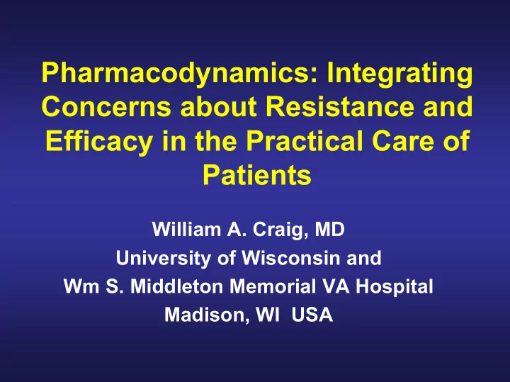 pharmacodynamics integrating concerns about resistance