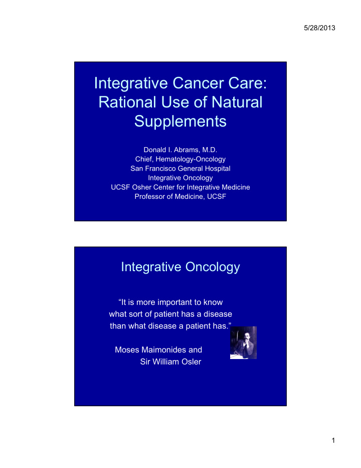 integrative cancer care rational use of natural