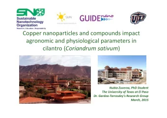 Copper nanoparticles and compounds impact  agronomic and physiological parameters in cilantro (