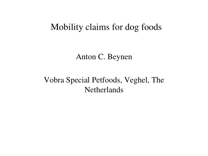 mobility claims for dog foods