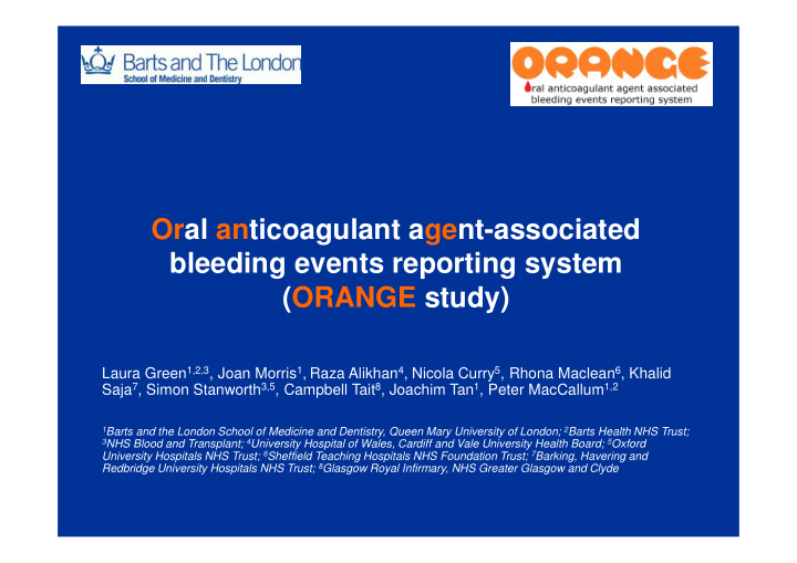 oral anticoagulant agent associated bleeding events