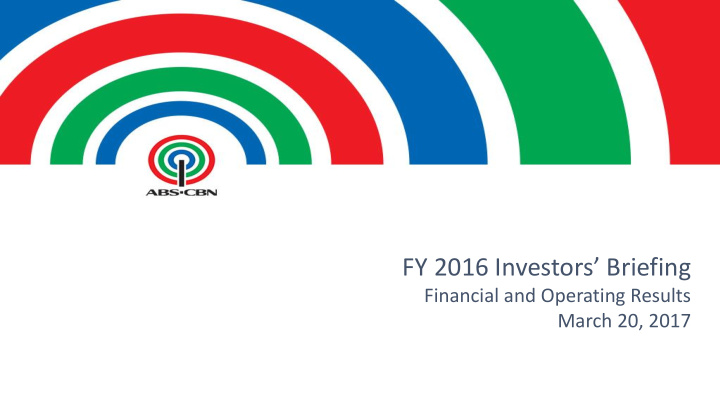 fy 2016 investors briefing