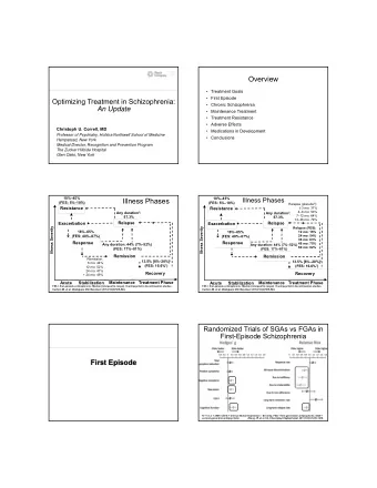Overview   Treatment Goals   First Episode  Optimizing Treatment in Schizophrenia:
