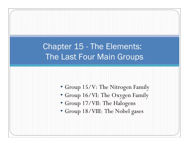 chapter 15 chapter 15 the elements he elements the last