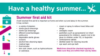Summer first aid kit  A well stocked first aid kit is important at home and when out and about in