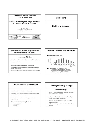 Disclosure  Duration of anti-thyroid drugs treatment  in GravesDisease in children  Nothing to
